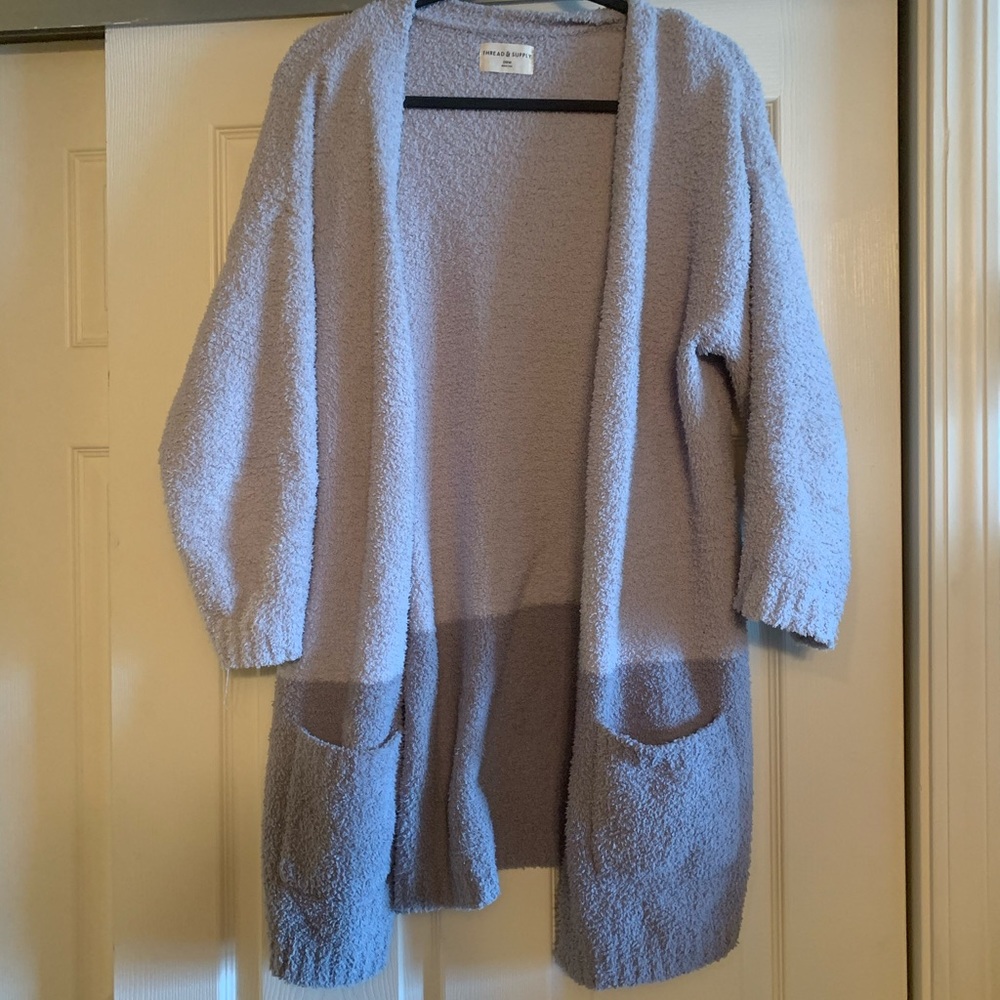 Gray dual tone comfy cardigan